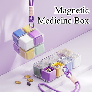 Vixplorn Rubiks Cube Pill Box Portable Medicine Dispensing Box Sealed Pill Storage Box Dispense medicine storage Box
