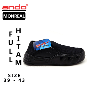 Sepatu Sandal Anak Remaja Laki Laki – Sepatu Sandal Pria Dewasa – ANDO – MONREAL – Size 39-43 – Slip On – Outdoor – Casual – Fashion Full Hitam
