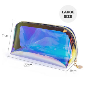 Korean Capacity Portable Makeup Bag Cosmetic Storage Bag Silver Powder Color Matching Woven Hand Bag