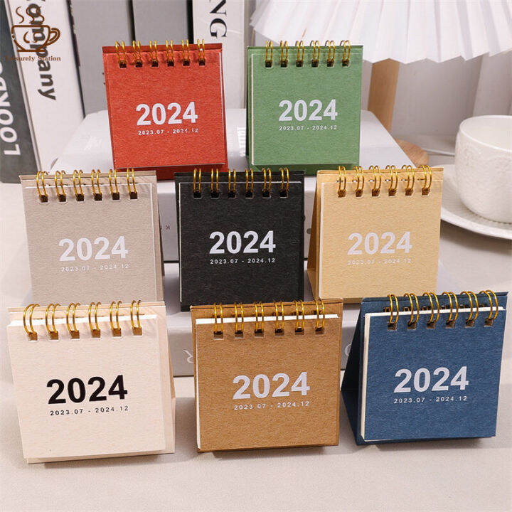 2023~2024 Mini Calendar Simple Desktop Standing Flip Calendar Note Coil ...