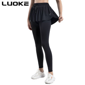 Luoke New Yoga Fake Two Pieces Loose Culottes Running Pants Women Sports Quick-drying Pants