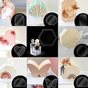 2pcs Acrylic Seashell Cake Discs Geometric Octagon Lace Butterfly Shape Buttercream Smoothing Cake Board Cake Decorating Tool