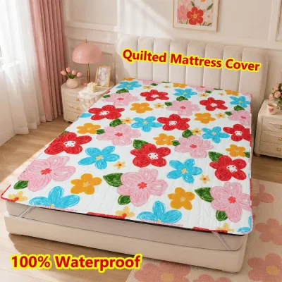 Plush Velvet Mattress Topper Thick Quilted Bed Mat with Elastic Straps Soft Mattress Pad for Single/Queen/King Size