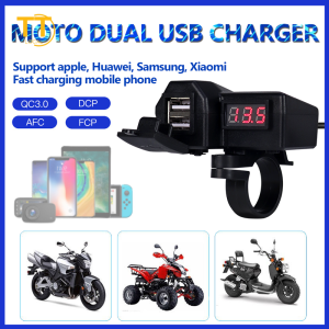 Tri-Town Motorcycle Dual Usb Waterproof Mobile Phone Charger 12v Car Modification Accessories with Voltmeter