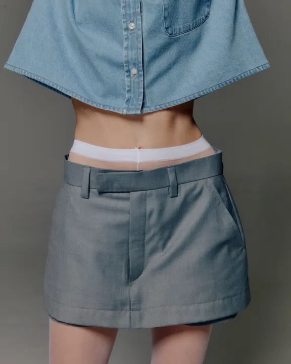 กางเกงยีนส์ขาสั้น ané mini Skort, กระโปรงกางเกง(ใส่เทียบสีกับเสื้อรุ่น clean cut top)