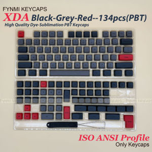 DOLCH Fynmi ISO ANSI XDA Keycaps Black Grey Red PBT Dye Sublimation XDA Keycaps for Mechnical Keyboard