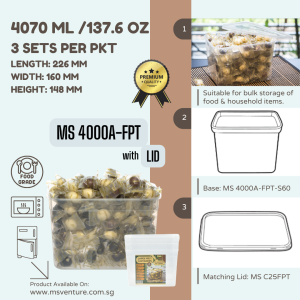 {MSV} Rectangle Microwavable Plastic Takeaway Containers (1430ml-4280ml) Anti Leak Durable BPA Free Reusable MS 1200A MS 1800A MS 3300A MS 4000A MS SQ4000