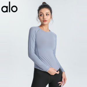 ALO- Yoga Top for Women Spring and Autumn Tight Long Sleeve T Sports Shirt Running Training Fitness Top  Al0-yoga