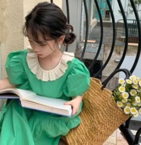Dress Anak Perempuan - Kerah Ruffle Pita Belakang