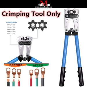 HX-50B 6-50mm 1/0-10 AWG Battery Cable Lug Crimping Tool Ratchet Wire Cutting Terminal Wire Cable Strong Crimper Pliers Tools