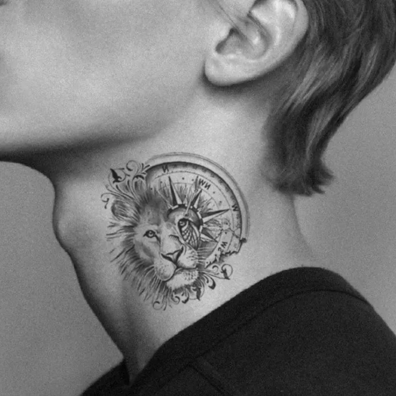 12+ Best Lion Compass Tattoo Designs | PetPress | Lion head tattoos, Lion  tattoo, Lion tattoo design