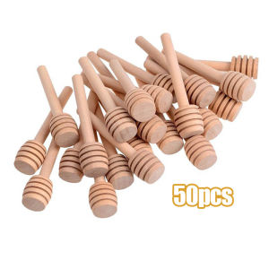 50Pcs Mini 3.15Inch Wooden Honey Spoon Portable Wooden Jam Honey Dipper Honey Stick