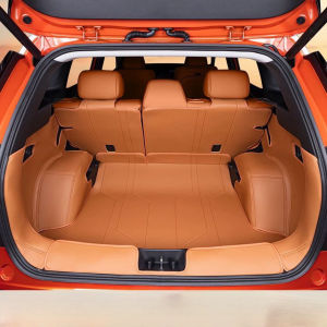 Aion v พรมพรมหนังไฮโซเข้ารูป6D7D ถาดหลังรถ แผ่นรองกระโปรงหลังรถ ของแต่ง กุญแจของแต่ง Trunk Mats ป้องกันไม่ให้ตัวรถสกปรกสี ดํา/เทา ของแต่ง accessories