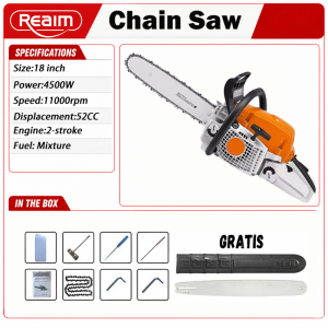 REAIM 20inches Portable Chainsaw Gasoline Chainsaw Original Steel Mini Power Saw Metal Tool