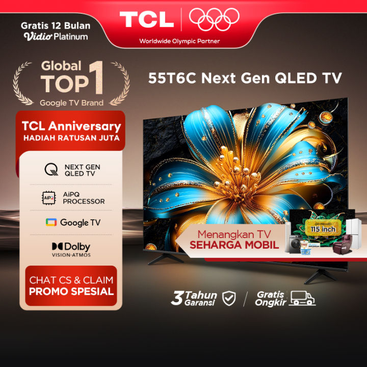 TCL Next Gen QLED 55 inch T6C 4K Google TV HVA Panel HDR 10+