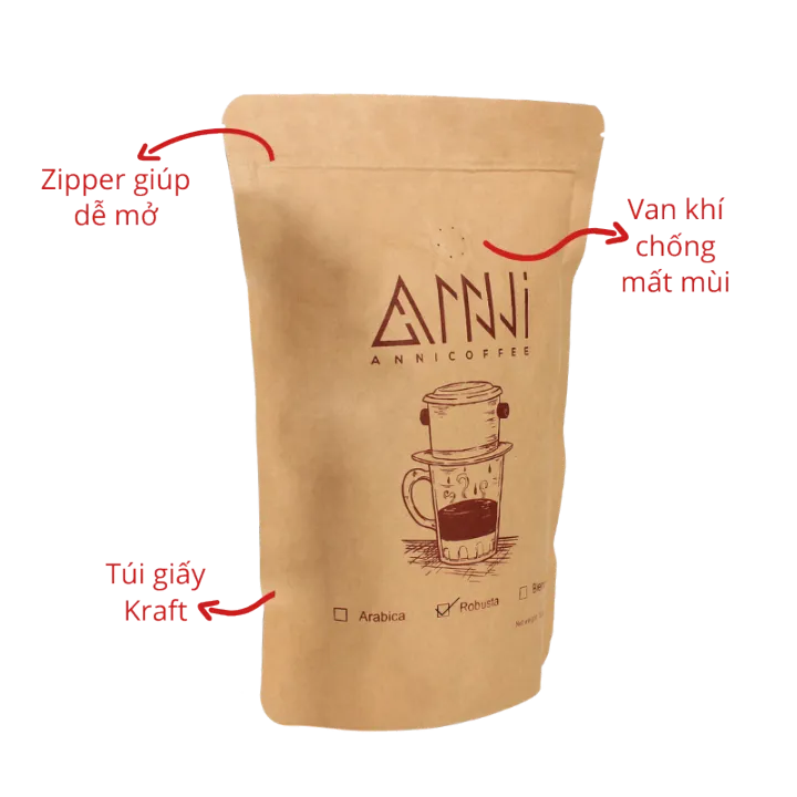 Cà phê Robusta Mộc Buôn Mê Thuột - ANNI COFFEE (500gr) - Mạnh mẽ, đậm đắng đặc trưng, không chua
