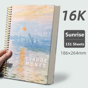 16k Van Gogh Hardbound Spiral Thick Big Notebook Sheets 302 Watercolor Loose Notebook Gift School Supplies