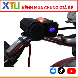 [Kênh XTU trợ giá]Đầu sạc gắn trên xe máy với 2 cổng USB và cổng Tẩu Sạc tròn 12V - Sản phẩm được bán thử nghiệm số lượng giới hạn