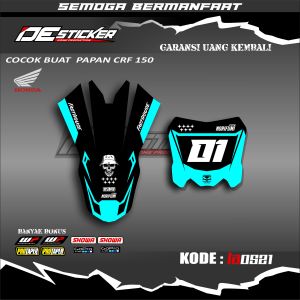Stiker Papan Nomor Dan Spakbor Depan CRF 150 L Simpel Bahan Premium Kode LA0521