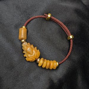 Q38 Vòng lu thống ngũ điếu hồ ly chúa Thạch Anh Tóc Vàng Nâu dày đặc tóc Thổ & Kim - Phong Thủy TUDO P
