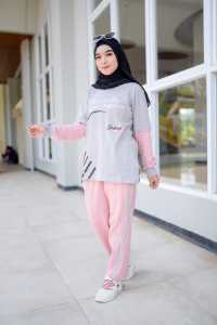 Amora Set - Setelan Baju Olahraga Wanita Muslimah Senam Sepeda Yoga One Set Jumbo