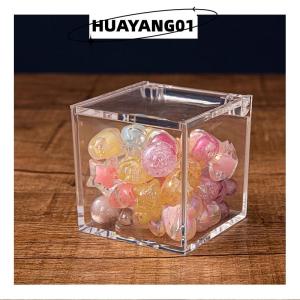 HUAYANG01 [2023 new HOT FASHION] Clear Acrylic Square Cube Box With Lids Durable Candy Box Multiple Uses Transparent Case Organizer Container