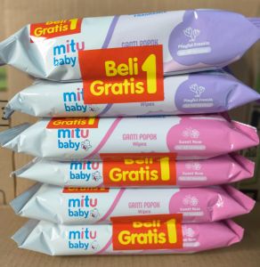 MITU BABY TISU BASAH 3 PACK (ISI 6 PCS) TISSUE BARU LAHIR BAYI BALITA PINK TISSUE WIPES