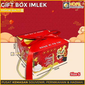 Kotak Gift Box Hampers Imlek + Pita SIZE S / Hampers Imlek / Kotak Imlek / Kotak Kue Toples Edisi Imlek / Box Kado / Gift Box Souvenir Chinese New Year / Kotak Hadiah Imlek