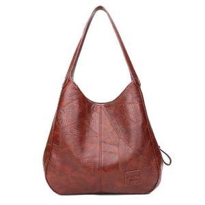 DODODAN Premium Vegan Leather Vintage Leather Tote Large Capacity Spacious Triple Compartments Soft Hobo Bag Retro Womens Handbag Sturdy Bottom Construction Multi-compartment Shoulder Bag Office Professionals