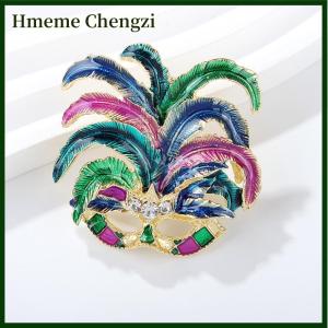 Hmeme Fashion Enamel Feather Face Brooches Pins For Women Coat Jewelry Accessries Gifts