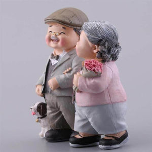 【TIANXIN MALL】 Creative Grandparents Lover Figurines Couple Miniature Ornaments Resin Old Parents Crafts Wedding Anniversary Gifts Home Decor