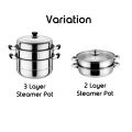 Stainless Steel Food Steamer Cooking Pot 28cm 2 Layer / 3 Layer Steamer Pot. 