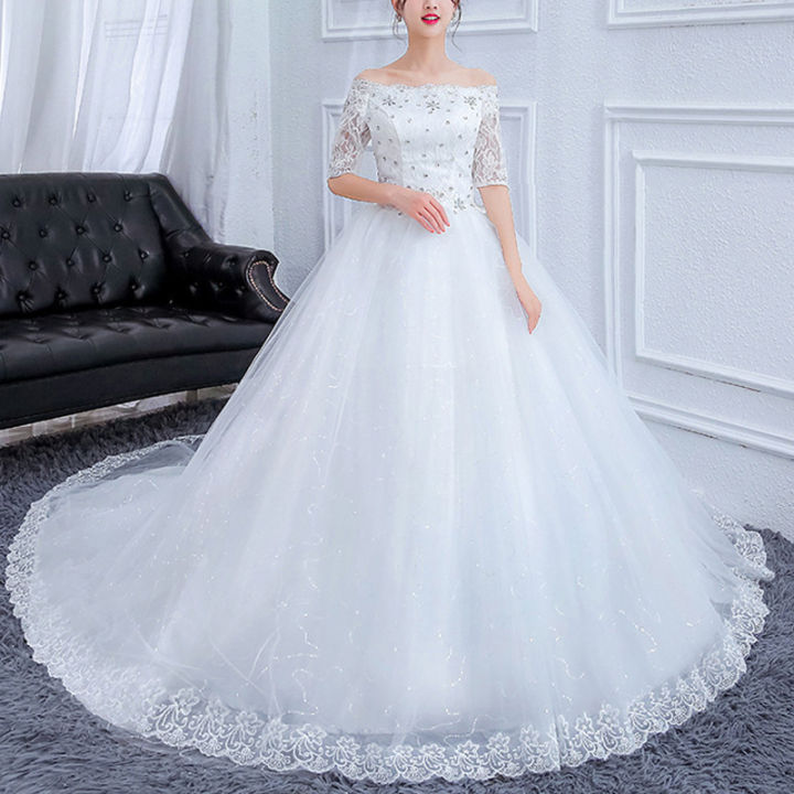 Wedding dress Off the Shoulder Half sleeves Cheap Wholesale
