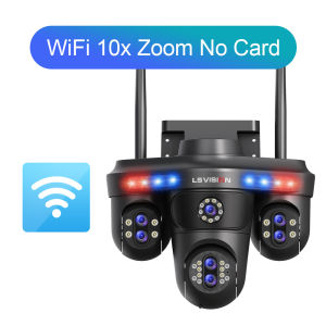 LS VISION 35MP 7 Lens 4 Screen 3 PTZ 10X Optical Hybrid Zoom Lens WIFI CCTV Camera IP66 Waterproof Outdoor Humanoid Detection Automatic Tracking Bluetooth Security Camera Full Color Night Vision Two-Way Audio IP Cameras