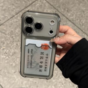 Clear Card Slot Holder Pocket Case For iPhone 17 Air 16 15 14 Plus 13 12 11 Pro Max Mini X XR Clear Wallet Shockproof Soft Cover
