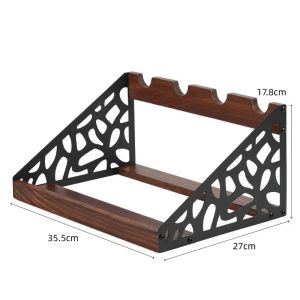 Sacesr Home Bar Wooden Wine Rack Wine Bottles Holders Retro Hollow Iron Cocktail Shelf Display Whiskey Showcase Stand Bar Accessories R3K9L