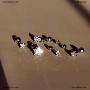 [COD] SweetBabiese 316L thép không gỉ Helix Sao Bông tai phụ nữ 1PC xu hướng Zircon Thùy rook sụn tai trang sức phụ kiện cơ thể