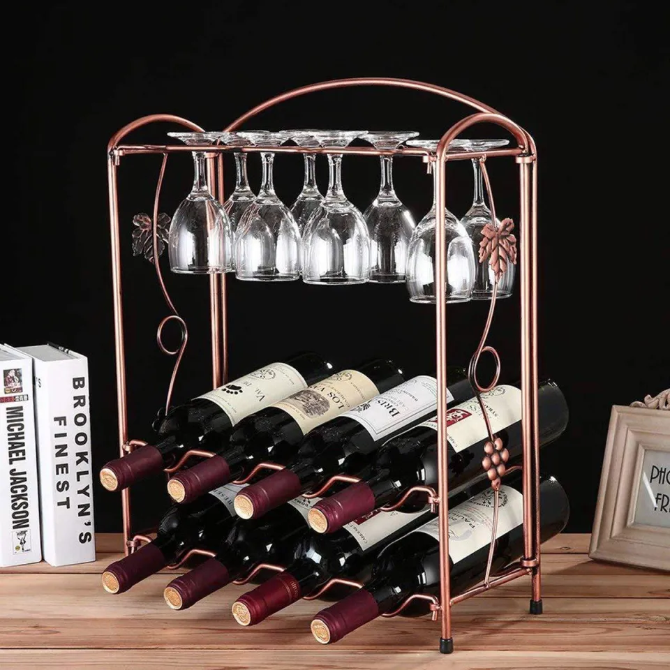 Bar Fashion Creative Simple Wall Mounted Iron Wine Rack Bottle Champagne  Glass Rack