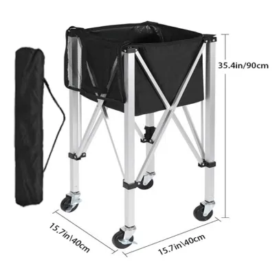 Pickleball Cart Training Exercise Tennis Basket Portable Foldable Wheeled Pickleball Basket