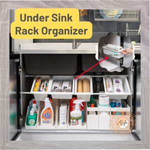 ALife World Bakul Baju Laundry Sinki Sink Bakul dalam Kabi Under Sink Rack Organizer Sliding Kitchen Storage Rack Spice Rack Under Sink Rack Kitchen Organizer Laundry Bathroom Bedroom Living Hall Expandable Kitchen Organizer Under Sink Rack Shoe Book Rack