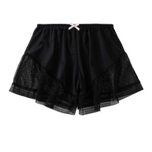 NOVAWEAR ไอซ์ซิลค์ ขาสั้นนิรภัย บาง หลวม ขาสั้นตาข่ายไร้รอยต่อ เจ๋ง โบว์ ชุดนอนกางเกงขาสั้น ฤดูร้อน