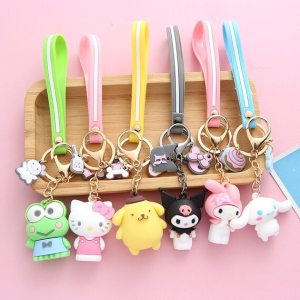 Japanese Sanrio Keychain Kuromi hellokitty My Melody Cinnamoroll PVCSoft Rubber Key Ring Handbag Pendant