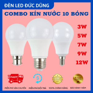 Bóng Đèn Led Tròn Kín Nước 3W 5W 7W 9W 12W Ánh Sáng Trắng + Vàng - Siêu Sáng Siêu Tiết Kiệm Điện