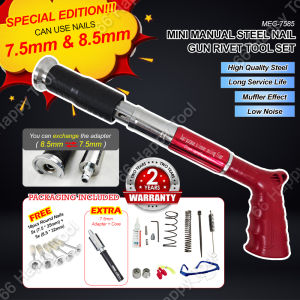 MEG-PRO Mini Manual Steel Nail Gun Rivet Tool Set MEG7585 7.5mm 8.5mm Nozzle Dual Use Fastening Concrete Wall