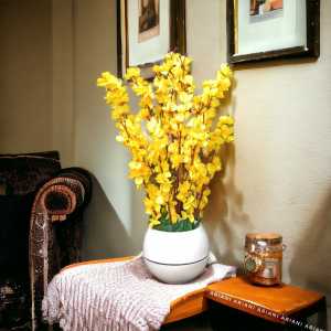 SET BUNGA PLASTIK SAKURA DENGAN POT VIENNA POT BOLA TANAMAN INDOOR DEKORASI RUMAH SHABBY CHIC