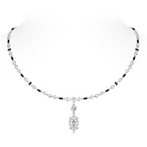Bellux New Product Pendant Black Chain 925 Silver Synthetic Zircon White Diamond Marquise Cut Light Luxury Fashion Necklace