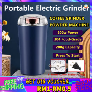 【Malaysia Spot Sale】Portable Electric Grinder Powerful Electric Stainless Steel 6 Sharp Blades Coffee Grinder Spices Grinder Portable Grinder For Kitchen & Office