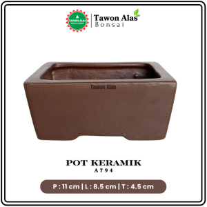 Pot Keramik Bonsai Segi Empat Mini Mame