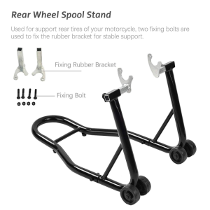 Universal Heavy-Duty Motorcycle Paddock Stand with Swing Arm & Spool Holder Compatible with Honda/Kawasaki/BMW Motorcycles