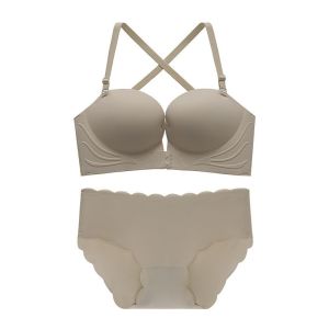 Front clasp u Beautiful back design bra for women makes small breasts look bigger and more gathered 2025 New popular cross-backless bra bra